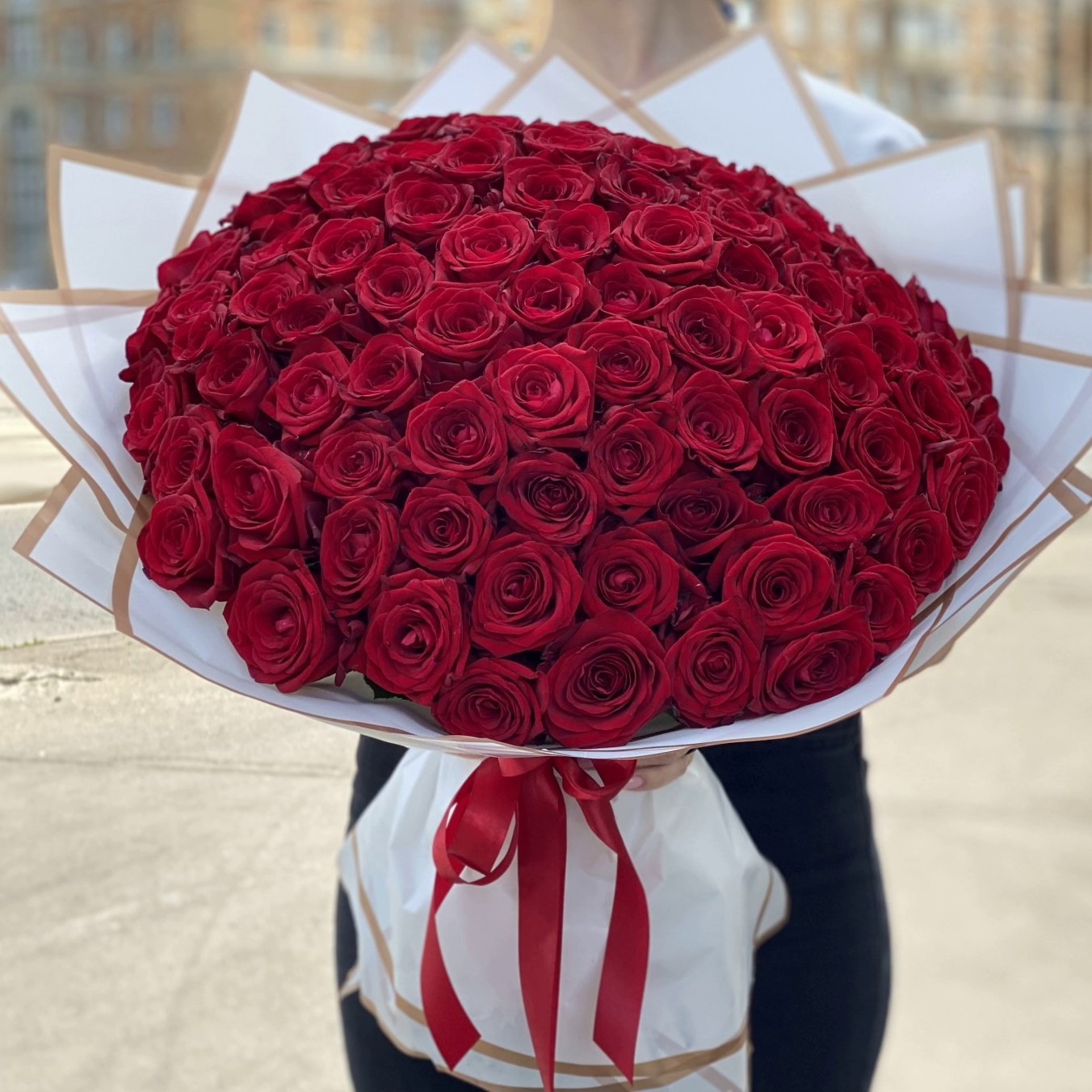 101 красная роза 50 см