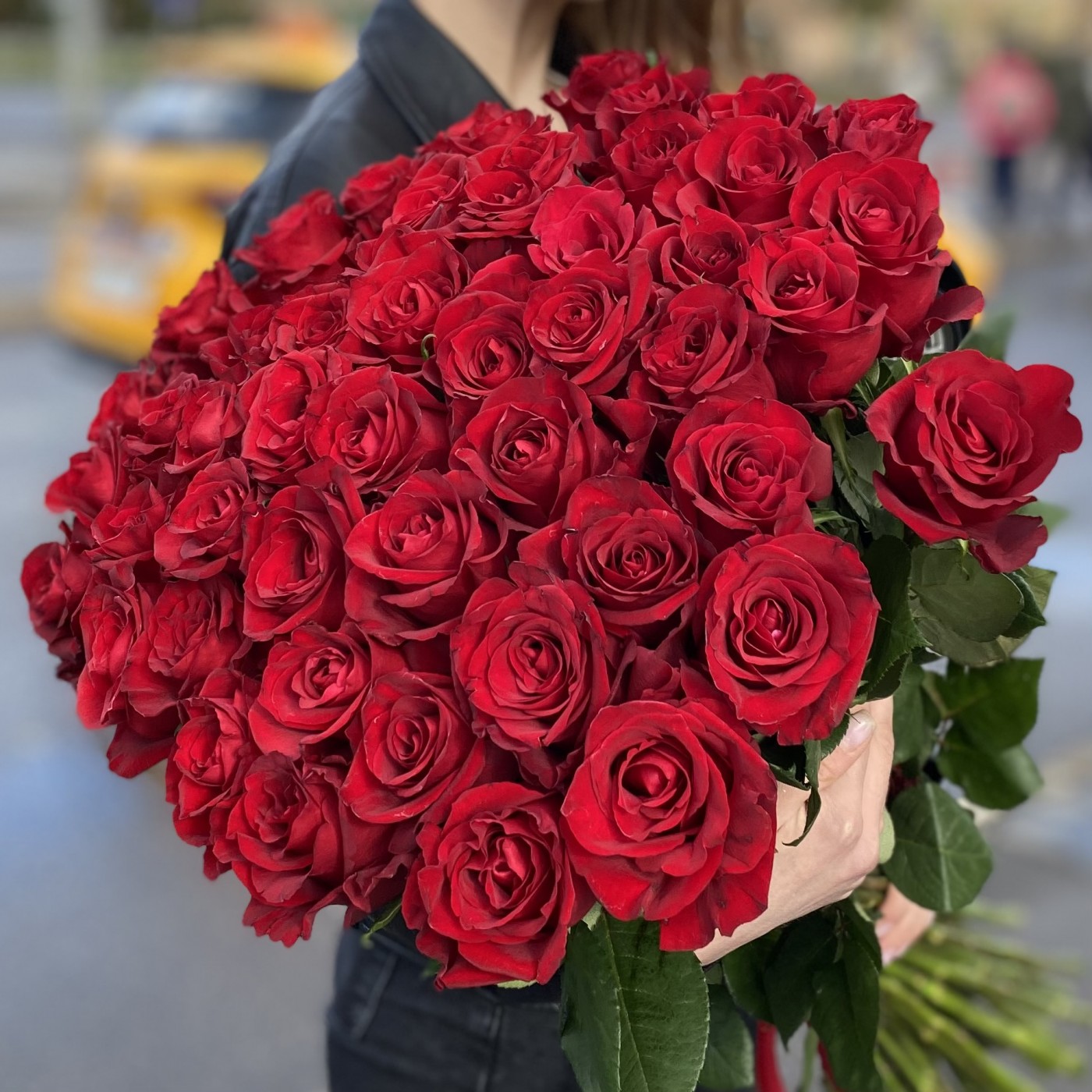 51 красная роза 80 см